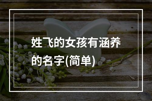 姓飞的女孩有涵养的名字(简单)