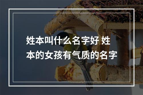 姓本叫什么名字好 姓本的女孩有气质的名字