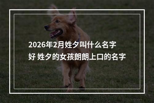 2026年2月姓夕叫什么名字好 姓夕的女孩朗朗上口的名字