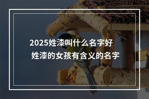 2025姓漆叫什么名字好 姓漆的女孩有含义的名字
