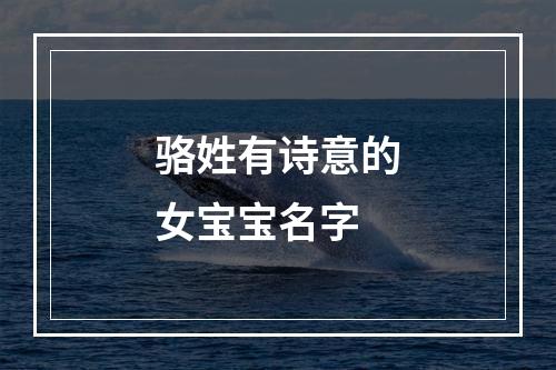 骆姓有诗意的女宝宝名字