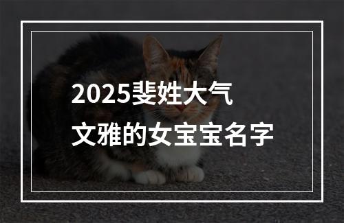 2025斐姓大气文雅的女宝宝名字