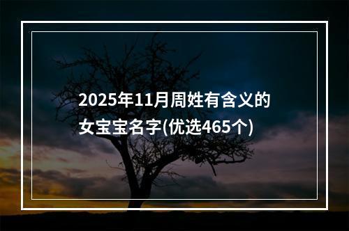 2025年11月周姓有含义的女宝宝名字(优选465个)