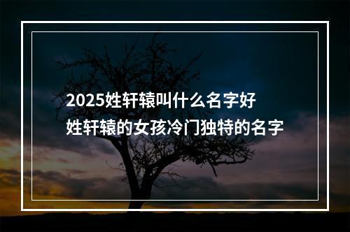 2025姓轩辕叫什么名字好 姓轩辕的女孩冷门独特的名字