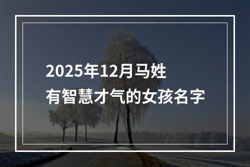 2025年12月马姓有智慧才气的女孩名字