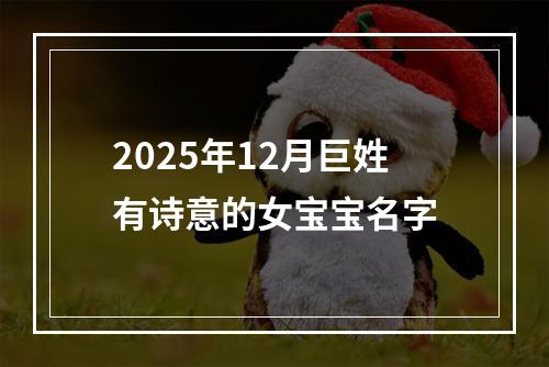 2025年12月巨姓有诗意的女宝宝名字