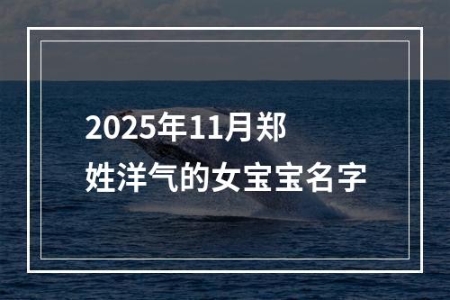 2025年11月郑姓洋气的女宝宝名字