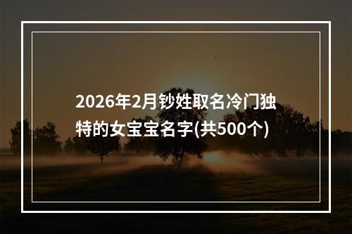 2026年2月钞姓取名冷门独特的女宝宝名字(共500个)