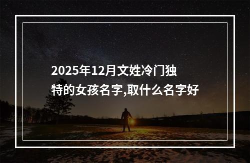 2025年12月文姓冷门独特的女孩名字,取什么名字好