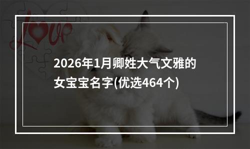 2026年1月卿姓大气文雅的女宝宝名字(优选464个)