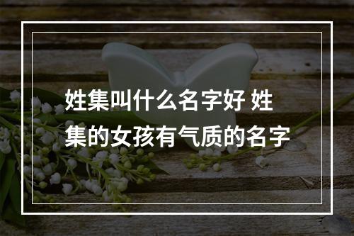 姓集叫什么名字好 姓集的女孩有气质的名字
