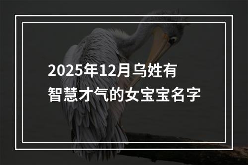 2025年12月乌姓有智慧才气的女宝宝名字