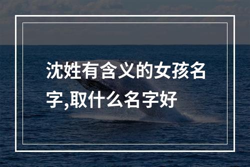 沈姓有含义的女孩名字,取什么名字好