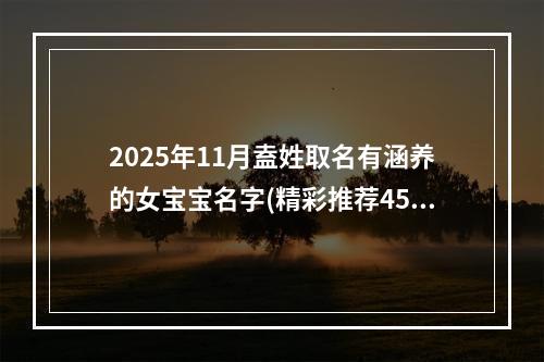 2025年11月盍姓取名有涵养的女宝宝名字(精彩推荐455个)