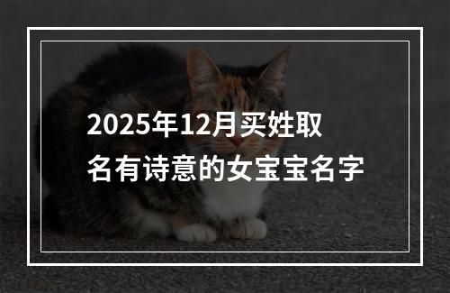 2025年12月买姓取名有诗意的女宝宝名字