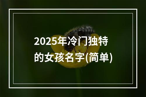 2025年冷门独特的女孩名字(简单)