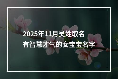 2025年11月吴姓取名有智慧才气的女宝宝名字