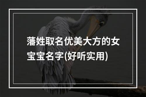 藩姓取名优美大方的女宝宝名字(好听实用)