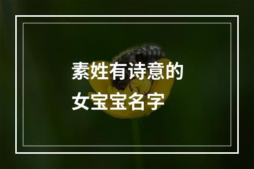 素姓有诗意的女宝宝名字