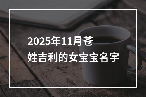 2025年11月苍姓吉利的女宝宝名字