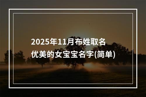 2025年11月布姓取名优美的女宝宝名字(简单)
