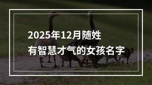 2025年12月随姓有智慧才气的女孩名字