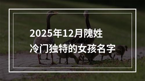 2025年12月隗姓冷门独特的女孩名字