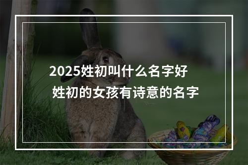2025姓初叫什么名字好 姓初的女孩有诗意的名字