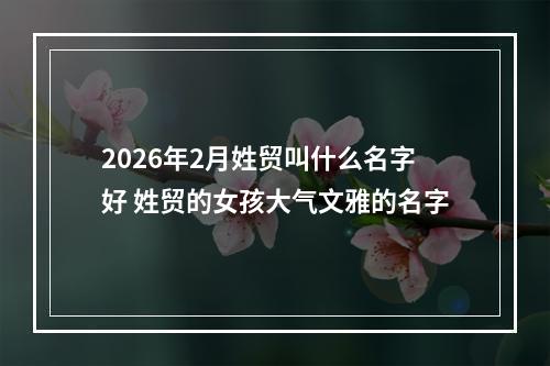 2026年2月姓贸叫什么名字好 姓贸的女孩大气文雅的名字