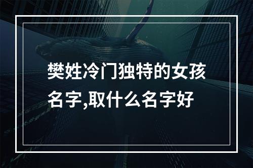樊姓冷门独特的女孩名字,取什么名字好