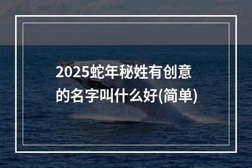 2025蛇年秘姓有创意的名字叫什么好(简单)