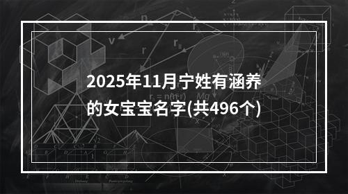 2025年11月宁姓有涵养的女宝宝名字(共496个)