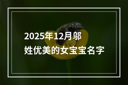 2025年12月邬姓优美的女宝宝名字