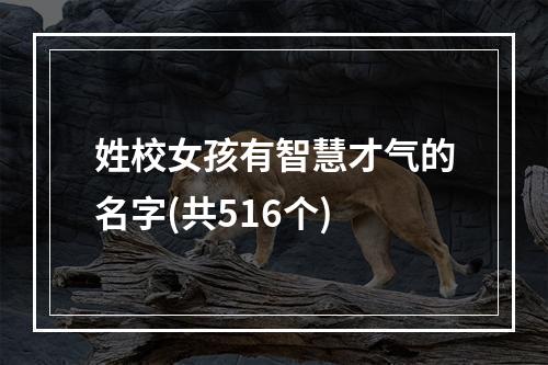 姓校女孩有智慧才气的名字(共516个)