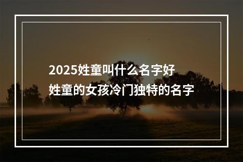 2025姓童叫什么名字好 姓童的女孩冷门独特的名字