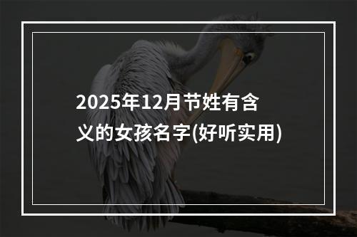 2025年12月节姓有含义的女孩名字(好听实用)