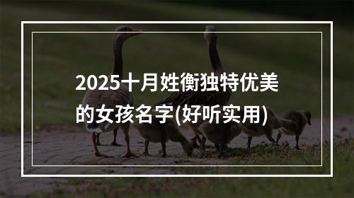 2025十月姓衡独特优美的女孩名字(好听实用)