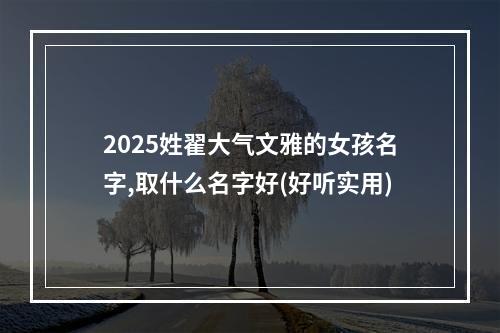 2025姓翟大气文雅的女孩名字,取什么名字好(好听实用)
