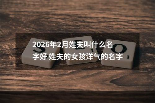 2026年2月姓夫叫什么名字好 姓夫的女孩洋气的名字