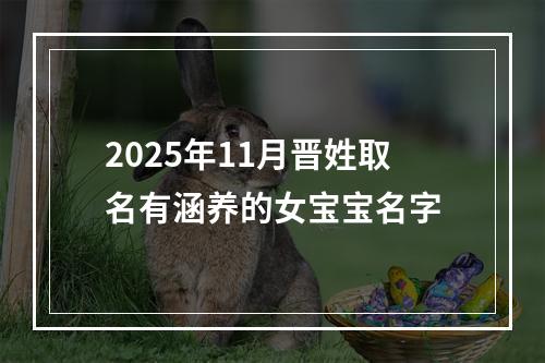 2025年11月晋姓取名有涵养的女宝宝名字