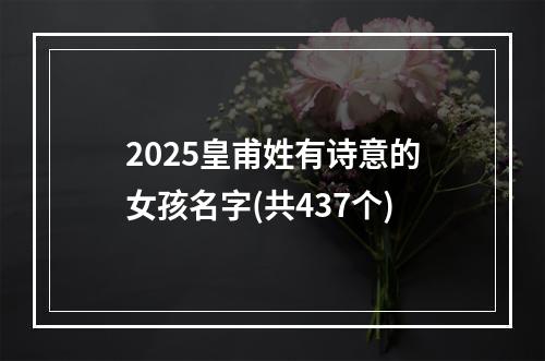 2025皇甫姓有诗意的女孩名字(共437个)