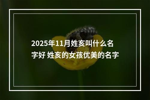 2025年11月姓亥叫什么名字好 姓亥的女孩优美的名字