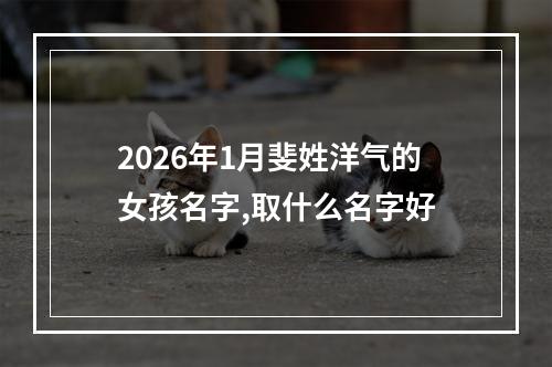 2026年1月斐姓洋气的女孩名字,取什么名字好