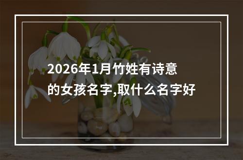 2026年1月竹姓有诗意的女孩名字,取什么名字好
