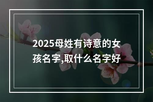 2025母姓有诗意的女孩名字,取什么名字好