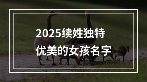 2025续姓独特优美的女孩名字