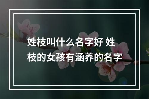 姓枝叫什么名字好 姓枝的女孩有涵养的名字