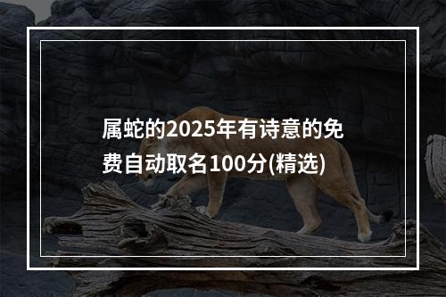属蛇的2025年有诗意的免费自动取名100分(精选)