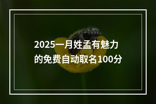 2025一月姓孟有魅力的免费自动取名100分