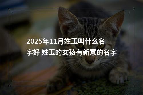 2025年11月姓玉叫什么名字好 姓玉的女孩有新意的名字